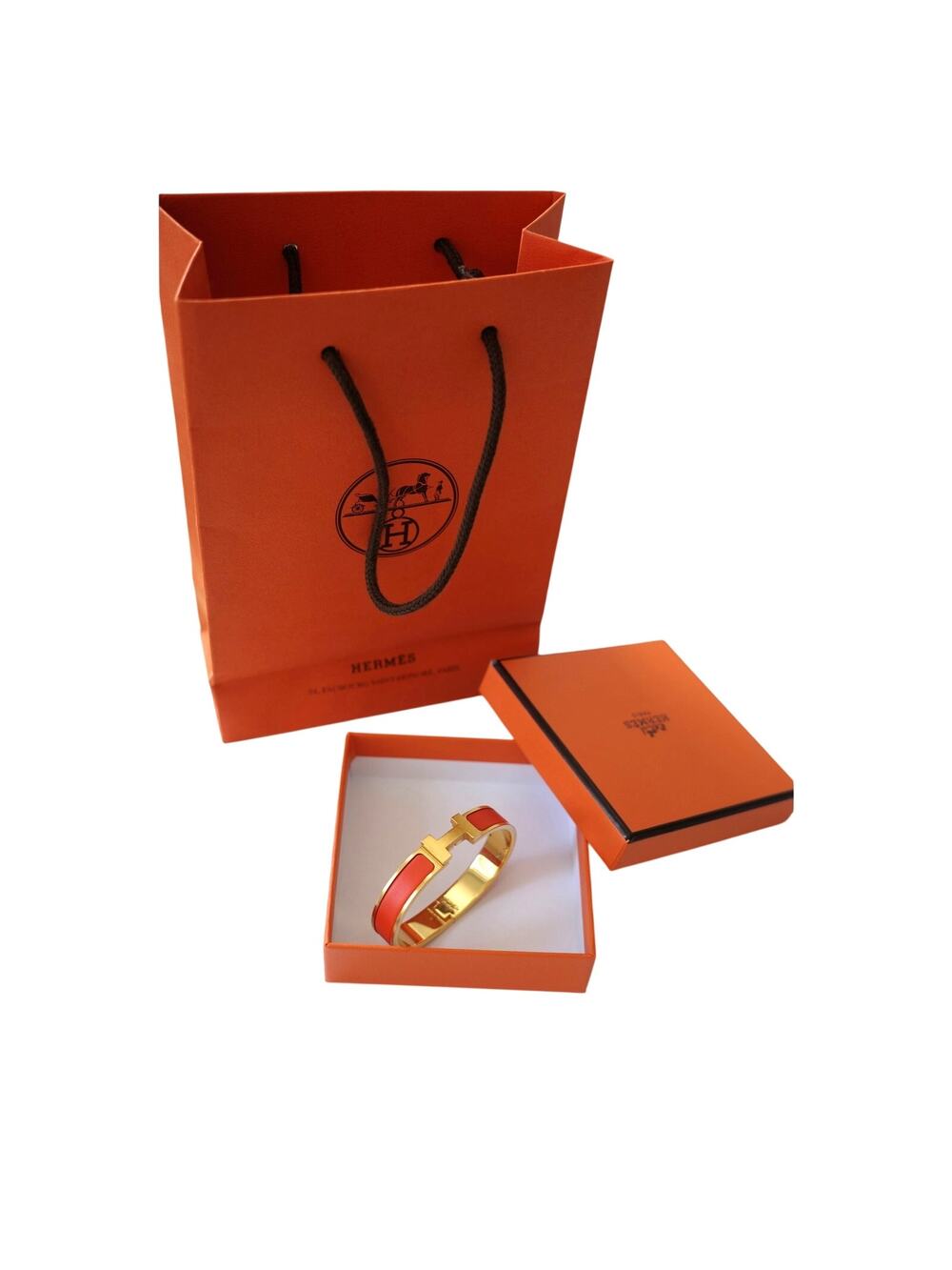 Authentic Hermès Clic H Bracelet Orange Gold w/ Box & Receipt New Never Used